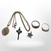 A group of jewellery to include 9ct yellow gold ring,