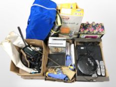 A mixed lot of home wares including sewing machine, steam cleaner, electricals, cricket set,