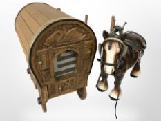 A china shire horse with caravan, length 66cm.
