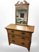 An Art Nouveau satin walnut mirror back dressing table,