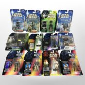 12 Hasbro and Kenner Star Wars figurines, boxed.