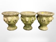 Set of three Cotswolds Studio Limited concrete planters,