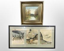 Continental school : Study of a steam, oil on panel,