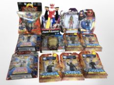12 Mattel, Hasbro and other figurines to include DC, Yu-Gi-Oh!, etc., boxed.