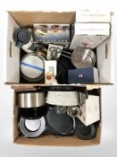 A quantity of continental kitchen wares, stainless steel pans, etc.