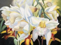 After Georgia O'Keeffe : Orchid Fandango, oil on canvas, 188cm x 87cm.