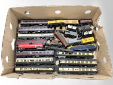 A group of OO gauge passenger cars and other rolling stock including Lima, etc.