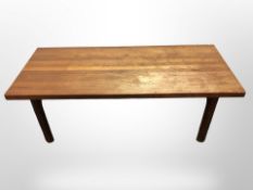 A 20th-century Danish teak rectangular coffee table on hexagonal legs,