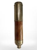 A 19th-century lacquered brass and wood telescope, total length 71cm.