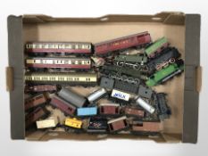 A group of OO gauge locomotives, passenger cars and tenders including Tri-ang, Airfix, etc.
