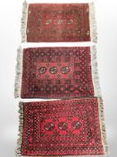 Three Turkoman rugs, Afghanistan largest 84cm x 56cm.