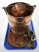 A 19th-century copper swing-handled pot,