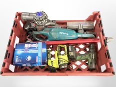 A group of power tools including Ryobi, Makita, Dyson vacuum, electric toothbrush,