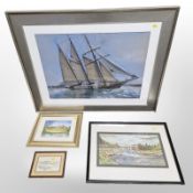 Roy Smith (Contemporary) A three masted sailing ship at sea, pastel, 52 cm x 72 cm,