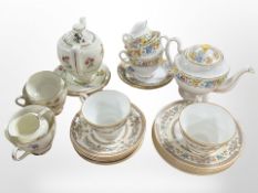 An Aynsley Devonshire part tea set, another Aynsley part tea set decorated with pansies,
