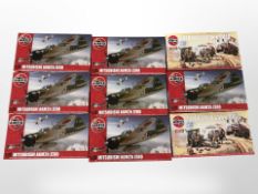 Nine Airfix military scale modelling kits.