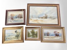 Terence McArdle (British, Contemporary) Winter landscape, oil on board, 50 cm x 74 cm,