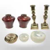 A pair of Japanese ginbari cloisonne vases, height 6.