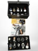 A collection of military-style wristwatches issued by Eaglemoss Collections, in display box.
