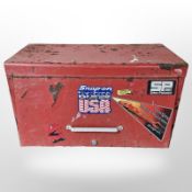 An enamelled metal tool chest,