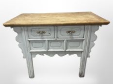 A 19th century Chinese provisional elm altar table, later painted,