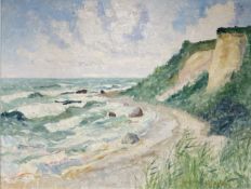 Danish School : Sand dunes at low tide, oil on canvas, 79cm x 59cm.