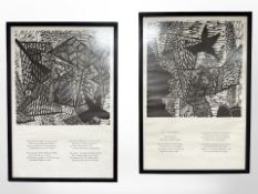 Two monochrome Danish prints depicting a poem after Hans Christian Andersen, 39cm x 56cm.