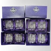 Four boxed pairs of Edinburgh Crystal whisky tumblers