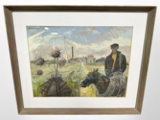 Peter G L Freeman, Miner and pit pony, gouache,