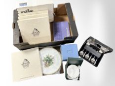 Boxed ceramics including Boehm porcelain collector's plates, Minton Oberon pattern bowl,