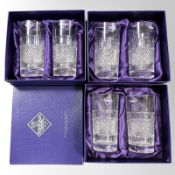 Three boxed pairs of Edinburgh Crystal high ball glasses