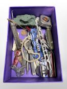 A group of Swiss Army and other knives, pocket scale, multi-tool, Corgi die-cast tank,