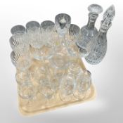 A group of crystal drinking glasses,.