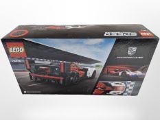 A LEGO Speed Champions Porsche building set No. 76916, in box.