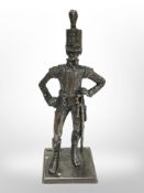 A miniature silver figure of a Napoleonic Era soldier by Phillips, height 6.5cm.