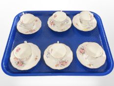 Six Coalport Junetime teacups and saucers