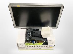 A group of home security items including Philips monitor, digital network video recorder,