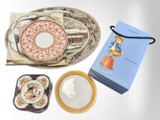 A Wedgwood Peter Rabbit nine piece nursery tea set in box and a transfer printed meat plate,