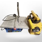 A Diamond wheel tile cutter and Esab welder