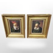Continental school, A pair of head and shoulders portraits of bearded gentleman, oil on canvas,