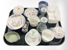 A Shelley preserve pot and dish, Wedgwood Jasperware trinket boxes, Aynsley pedestal bowl,