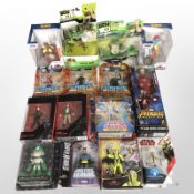 15 Hasbro, Zoteki and other figurines including X-Men, Megaman, Avengers, Star Wars, etc., boxed.
