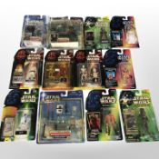 12 Hasbro and Kenner Star Wars figurines, boxed.