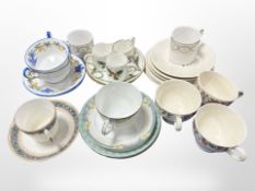 Assorted teacups and saucers including Minton, Aynsley, Spode Green Garland,