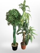 Two artificial plants in pots