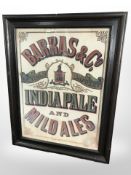 Two framed reproduction brewery lithographic prints for John Barras & Co,
