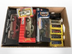 11 die-cast scale model vehicles including Tonka, Ertl, Matchbox, etc., boxed.