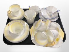 Twenty pieces of Shelley Art Deco tea china number W12128 and two further Shelley porcelain trios