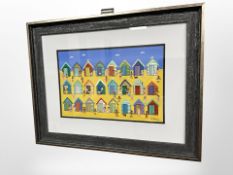 Gordon Barker (Contemporary) : figures playing on the beach, oil on oil,