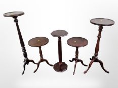 Five reproduction mahogany occasional tables,